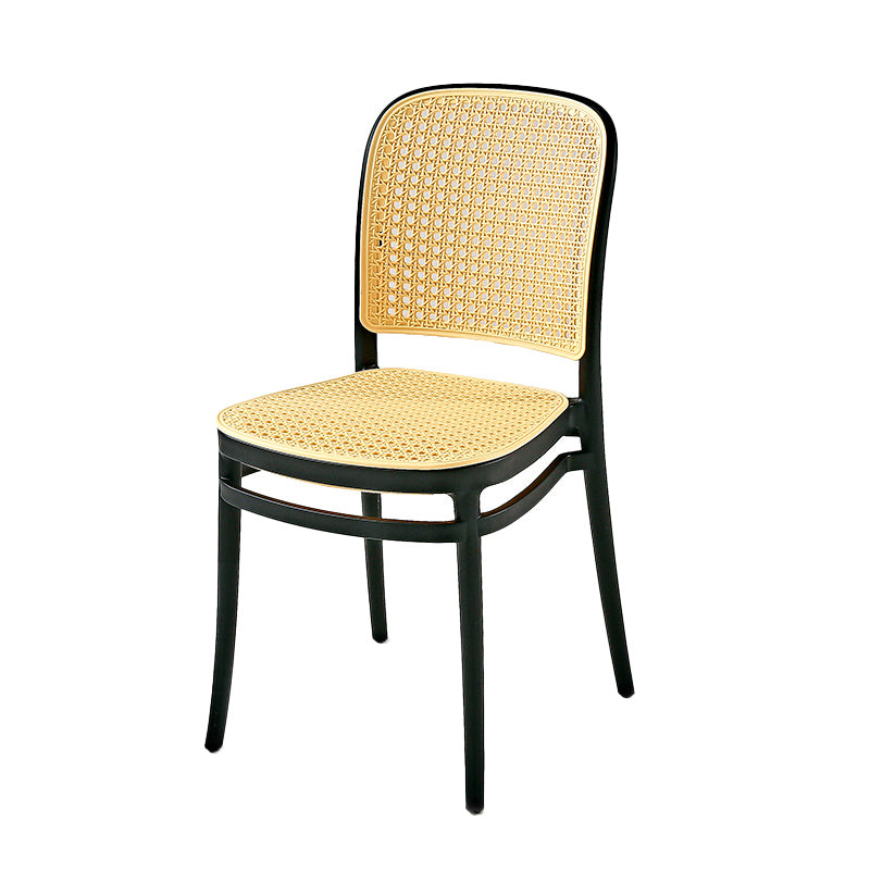 Contemporary Style Armless Chair Plastic Open Back Side Chair for Restaurant Bedroom Yellow Black 1 Piece Clearhalo 'Dining Chairs' 'Dining Tables & Seating' 'dining_chair' 'furn' 'furn_dining_chair' 'Furniture' 'Kitchen & Dining Furniture' 6086623