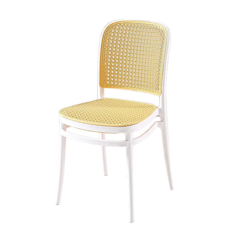 Contemporary Style Armless Chair Plastic Open Back Side Chair for Restaurant Bedroom Yellow White 1 Piece Clearhalo 'Dining Chairs' 'Dining Tables & Seating' 'dining_chair' 'furn' 'furn_dining_chair' 'Furniture' 'Kitchen & Dining Furniture' 6086631