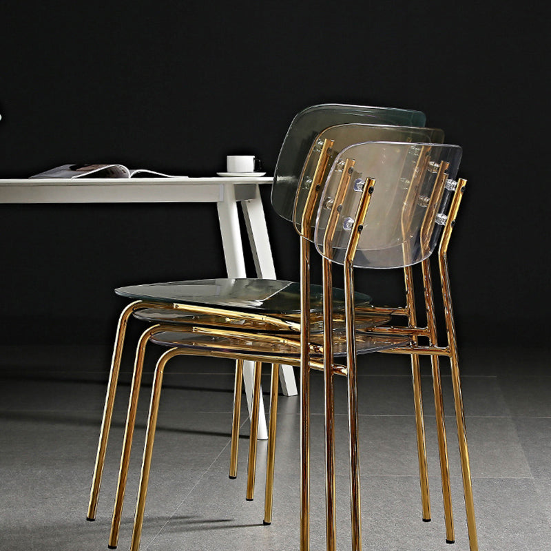 Chaise de salle à manger sans bras industrielle Plastique ouverte de dossier arrière avec base en métal