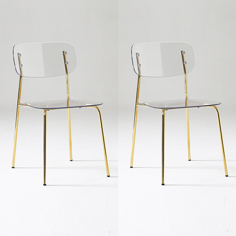 Chaise de salle à manger sans bras industrielle Plastique ouverte de dossier arrière avec base en métal