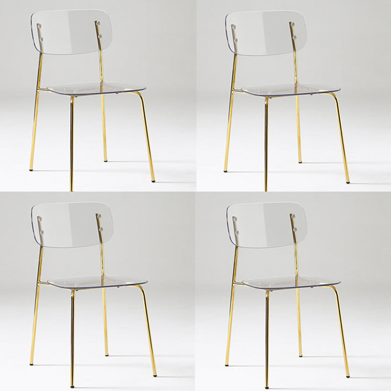 Chaise de salle à manger sans bras industrielle Plastique ouverte de dossier arrière avec base en métal