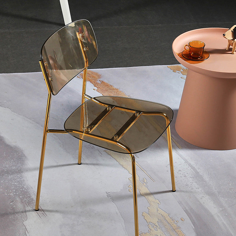 Chaise de salle à manger sans bras industrielle Plastique ouverte de dossier arrière avec base en métal