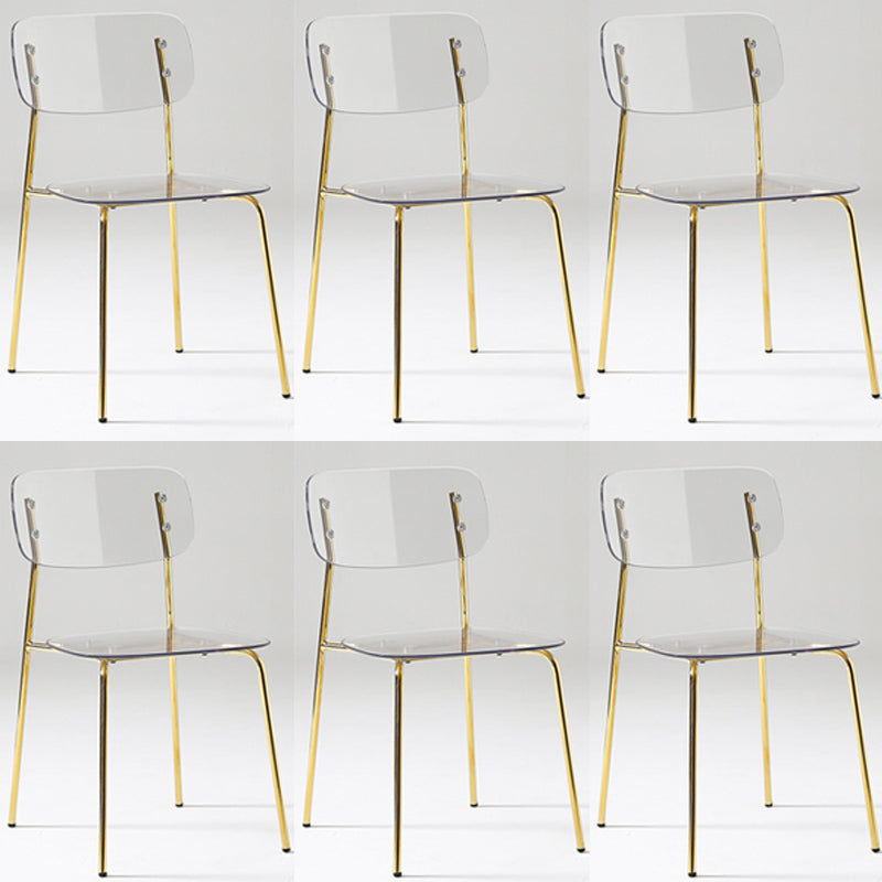 Chaise de salle à manger sans bras industrielle Plastique ouverte de dossier arrière avec base en métal