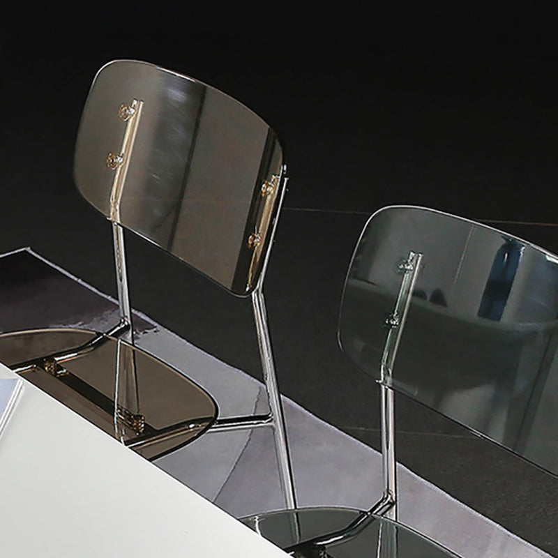 Chaise de salle à manger sans bras industrielle Plastique ouverte de dossier arrière avec base en métal