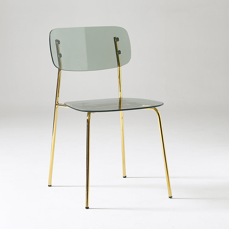 Chaise de salle à manger sans bras industrielle Plastique ouverte de dossier arrière avec base en métal