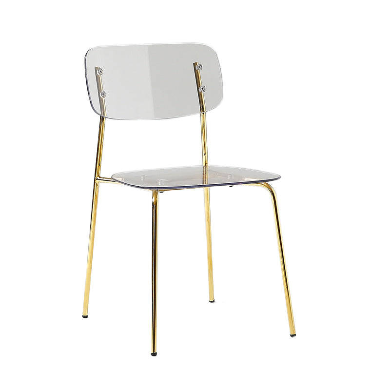 Chaise de salle à manger sans bras industrielle Plastique ouverte de dossier arrière avec base en métal