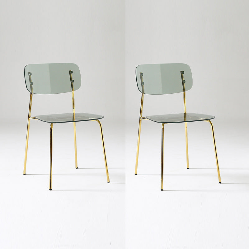 Chaise de salle à manger sans bras industrielle Plastique ouverte de dossier arrière avec base en métal