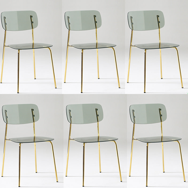 Chaise de salle à manger sans bras industrielle Plastique ouverte de dossier arrière avec base en métal