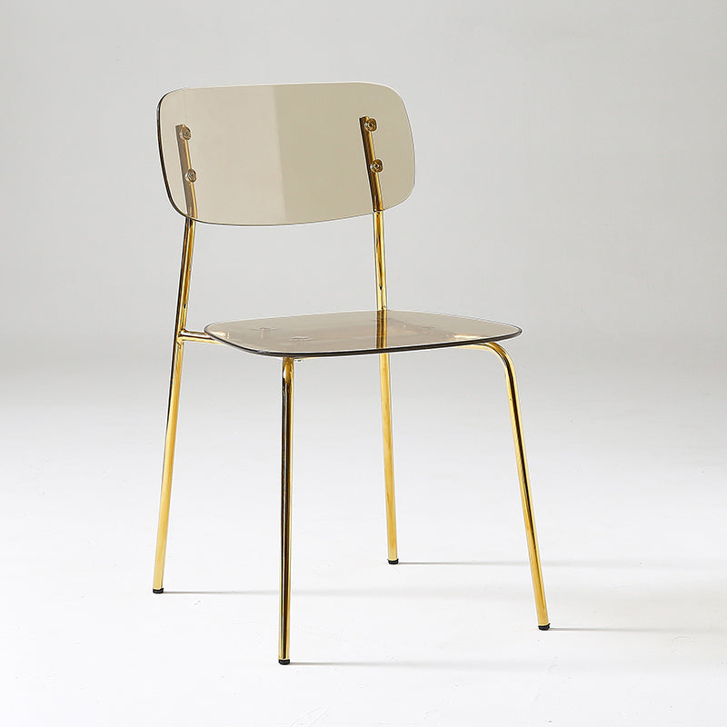 Chaise de salle à manger sans bras industrielle Plastique ouverte de dossier arrière avec base en métal