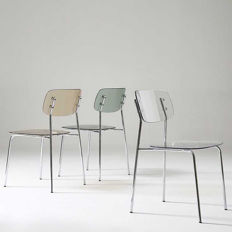 Chaise de salle à manger sans bras industrielle Plastique ouverte de dossier arrière avec base en métal