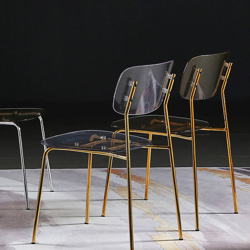 Chaise de salle à manger sans bras industrielle Plastique ouverte de dossier arrière avec base en métal