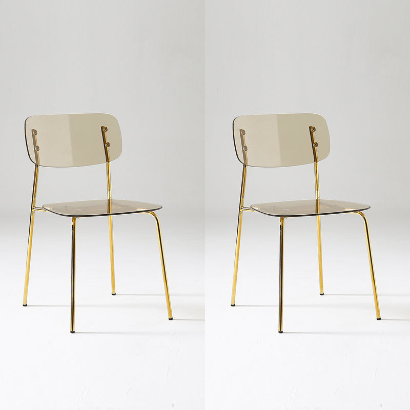 Chaise de salle à manger sans bras industrielle Plastique ouverte de dossier arrière avec base en métal