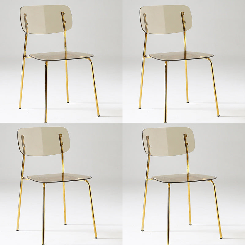 Chaise de salle à manger sans bras industrielle Plastique ouverte de dossier arrière avec base en métal