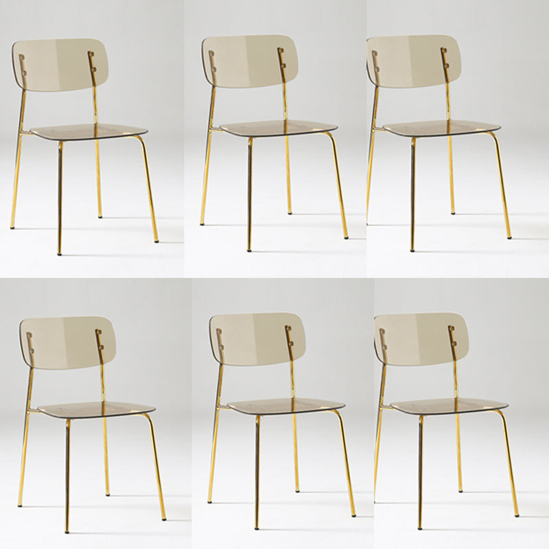 Chaise de salle à manger sans bras industrielle Plastique ouverte de dossier arrière avec base en métal