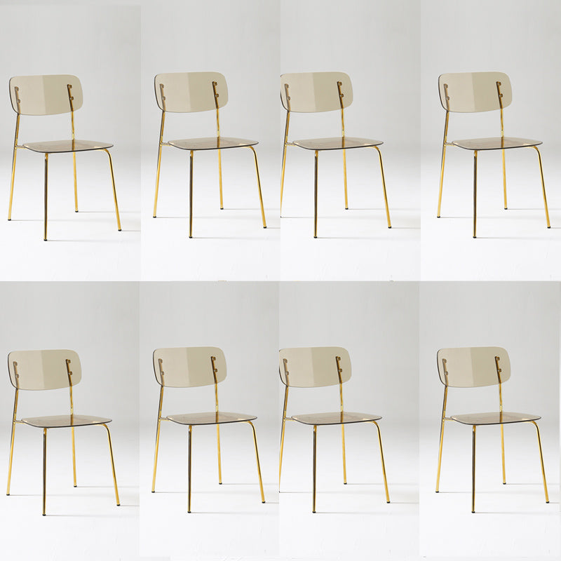 Chaise de salle à manger sans bras industrielle Plastique ouverte de dossier arrière avec base en métal