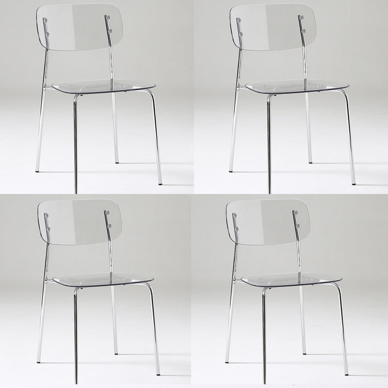 Chaise de salle à manger sans bras industrielle Plastique ouverte de dossier arrière avec base en métal