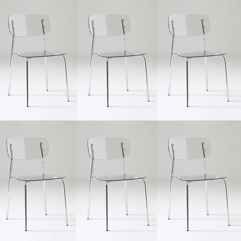 Chaise de salle à manger sans bras industrielle Plastique ouverte de dossier arrière avec base en métal