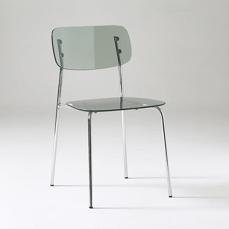 Chaise de salle à manger sans bras industrielle Plastique ouverte de dossier arrière avec base en métal