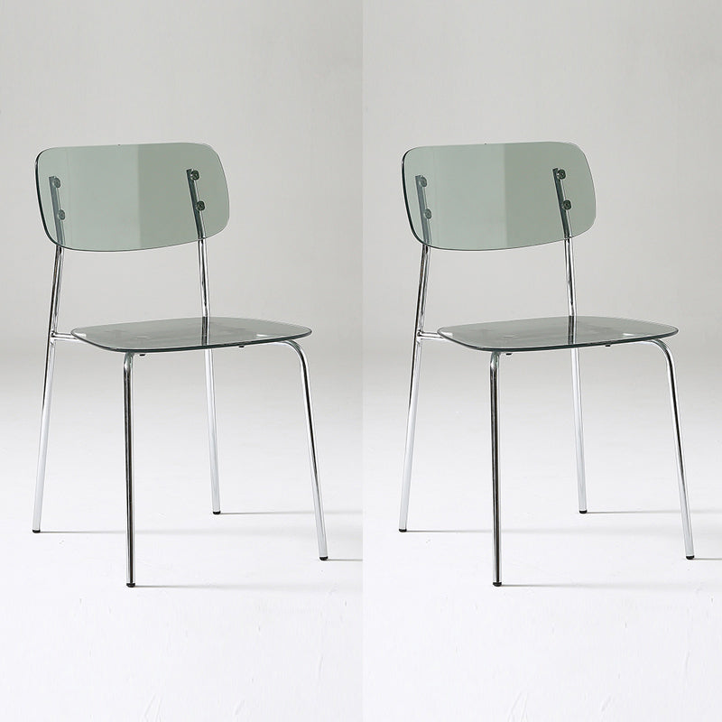 Chaise de salle à manger sans bras industrielle Plastique ouverte de dossier arrière avec base en métal