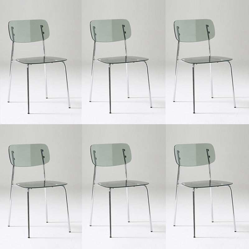 Chaise de salle à manger sans bras industrielle Plastique ouverte de dossier arrière avec base en métal