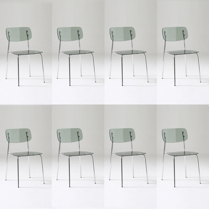 Chaise de salle à manger sans bras industrielle Plastique ouverte de dossier arrière avec base en métal