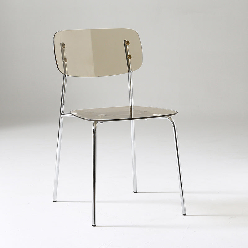 Chaise de salle à manger sans bras industrielle Plastique ouverte de dossier arrière avec base en métal