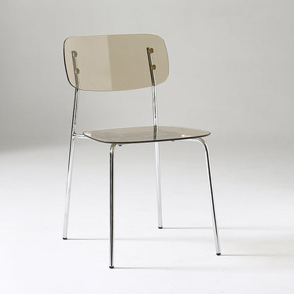 Chaise de salle à manger sans bras industrielle Plastique ouverte de dossier arrière avec base en métal