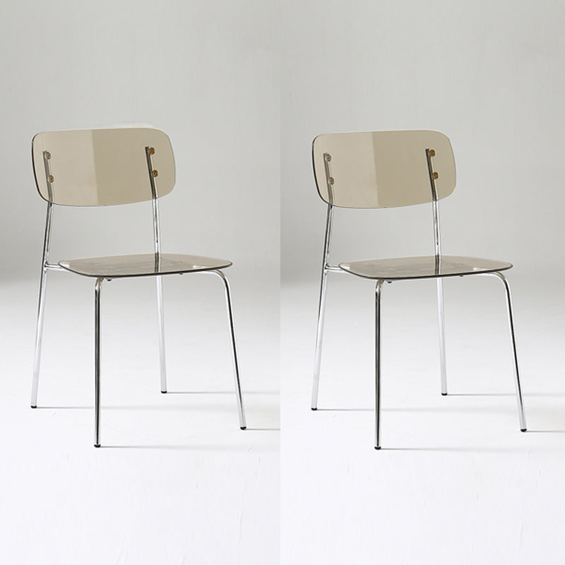 Chaise de salle à manger sans bras industrielle Plastique ouverte de dossier arrière avec base en métal