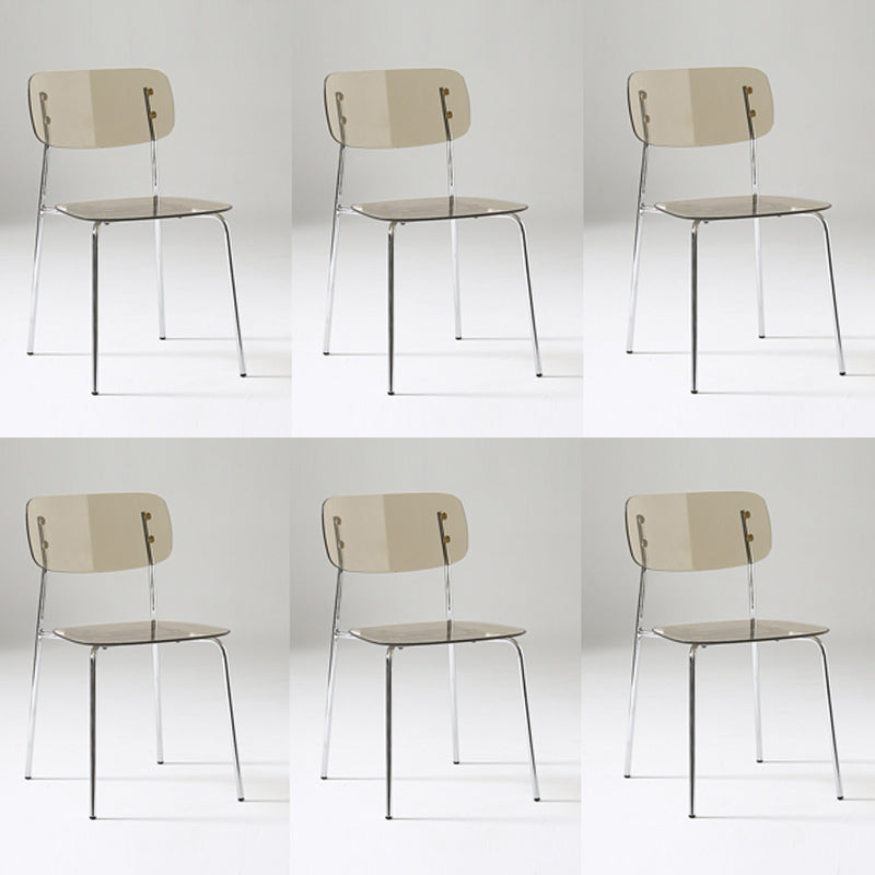 Chaise de salle à manger sans bras industrielle Plastique ouverte de dossier arrière avec base en métal