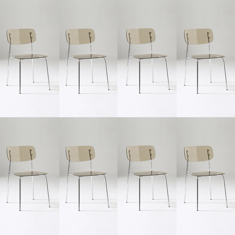 Chaise de salle à manger sans bras industrielle Plastique ouverte de dossier arrière avec base en métal