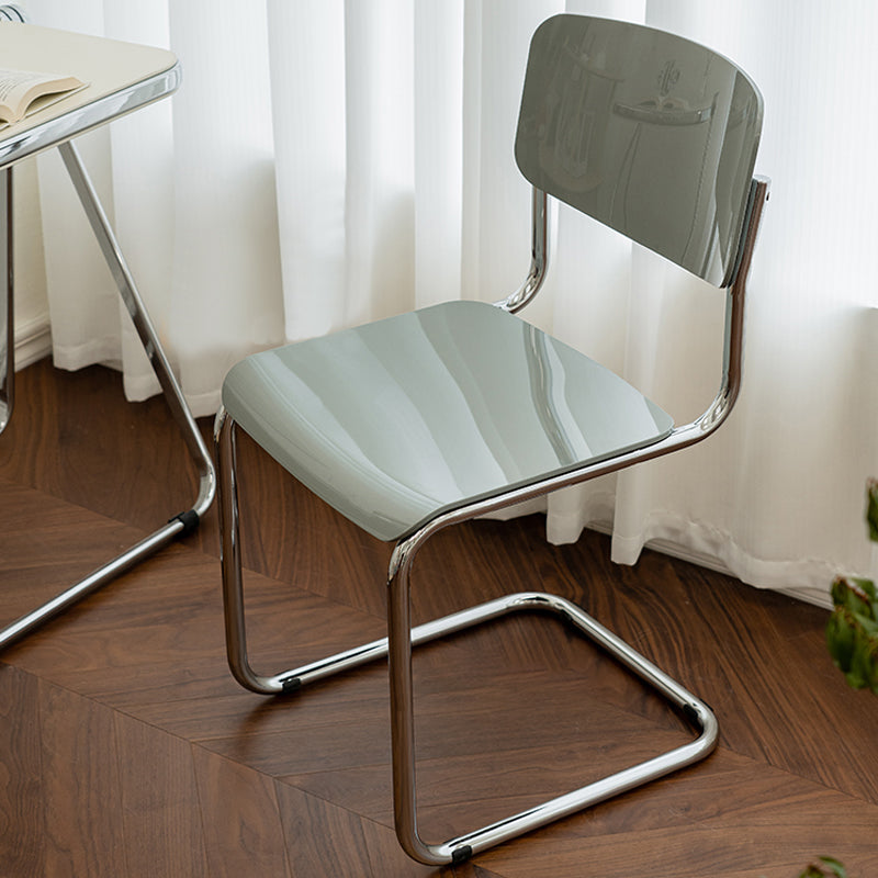 Industrial Armless Indoor Chair Plastic Open Back Side Chair with Metal Base