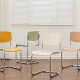 Industrial Armless Indoor Chair Plastic Open Back Side Chair with Metal Base