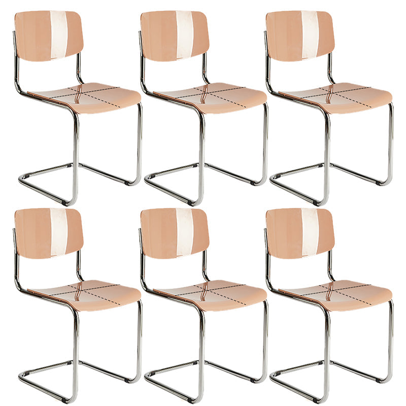 Industrial Armless Indoor Chair Plastic Open Back Side Chair with Metal Base