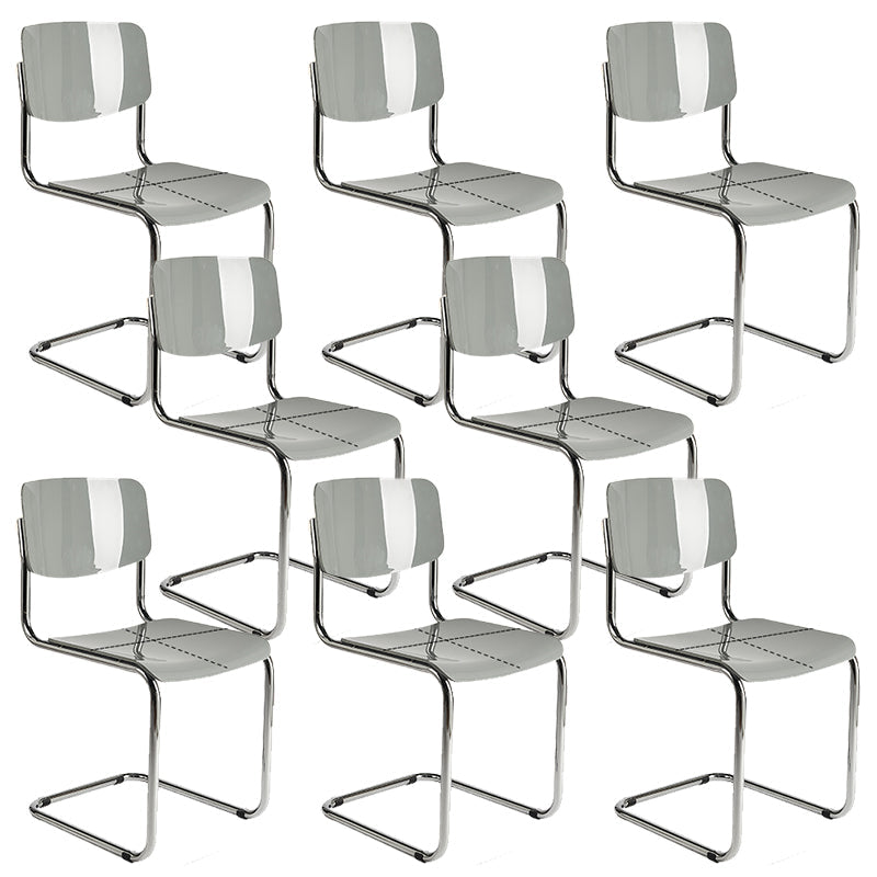 Industrial Armless Indoor Chair Plastic Open Back Side Chair with Metal Base