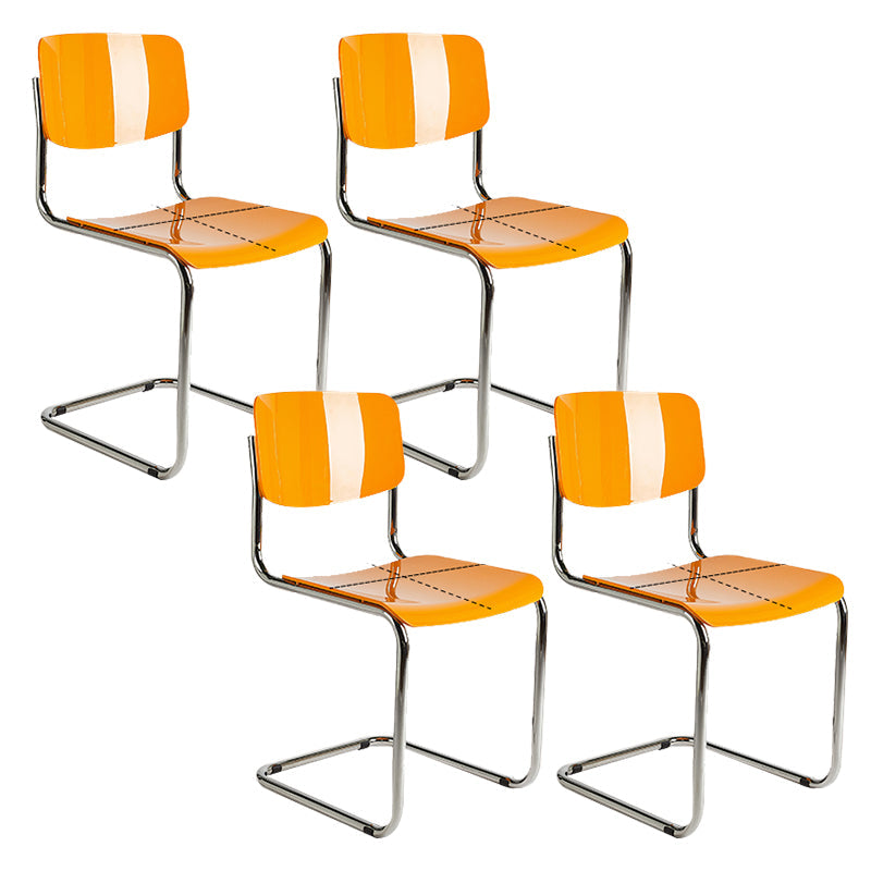 Industrial Armless Indoor Chair Plastic Open Back Side Chair with Metal Base