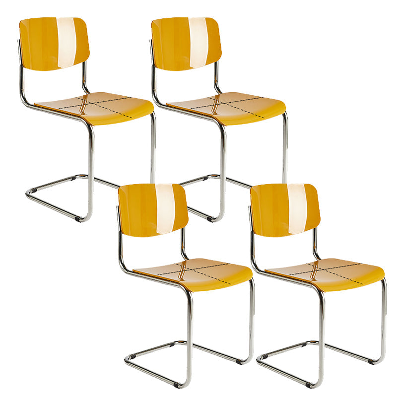 Industrial Armless Indoor Chair Plastic Open Back Side Chair with Metal Base