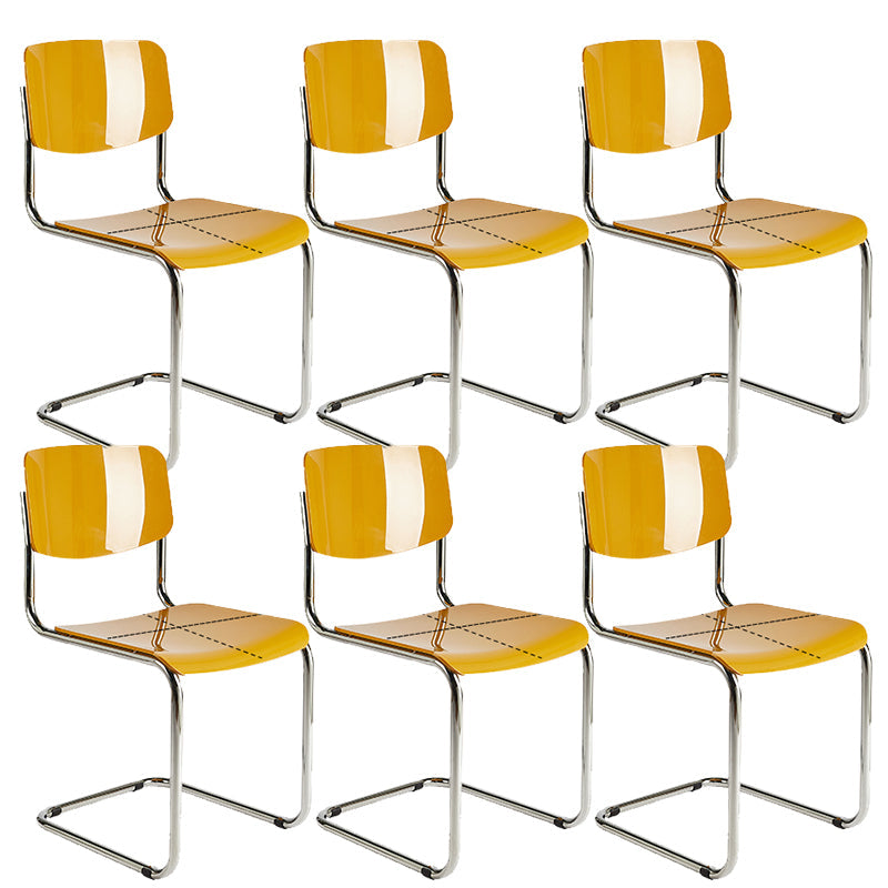 Industrial Armless Indoor Chair Plastic Open Back Side Chair with Metal Base