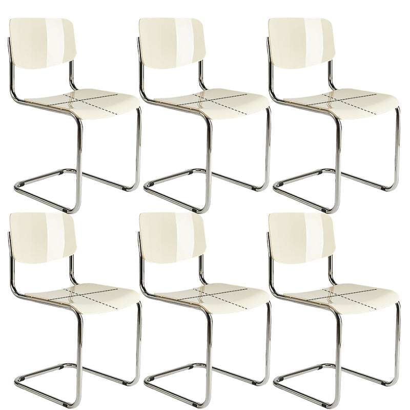 Industrial Armless Indoor Chair Plastic Open Back Side Chair with Metal Base