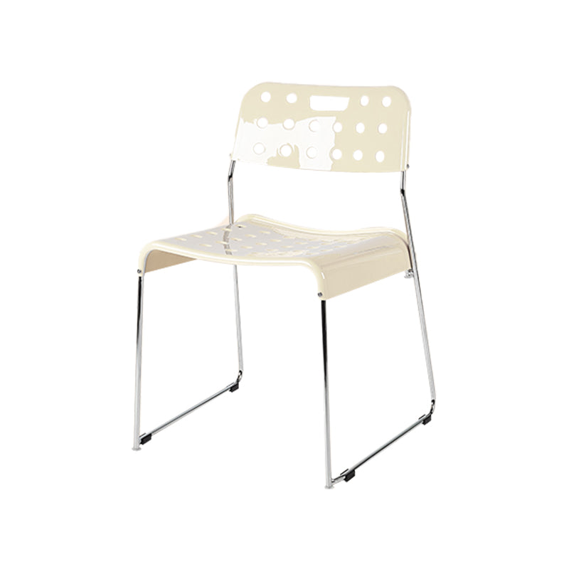 Industrial Armless Kitchen Chair Plastic Open Back Side Dining Chair with Metal Base Cream 1 Piece Clearhalo 'Dining Chairs' 'Dining Tables & Seating' 'dining_chair' 'furn' 'furn_dining_chair' 'Furniture' 'Kitchen & Dining Furniture' 6086780