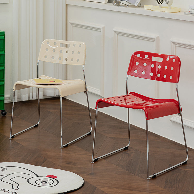 Industrial Armless Kitchen Chair Plastic Open Back Side Dining Chair with Metal Base Clearhalo 'Dining Chairs' 'Dining Tables & Seating' 'dining_chair' 'furn' 'furn_dining_chair' 'Furniture' 'Kitchen & Dining Furniture' 6086783