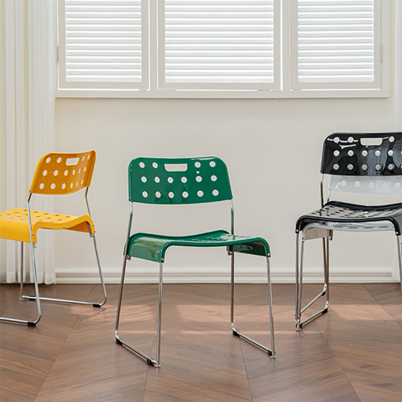 Industrial Armless Kitchen Chair Plastic Open Back Side Dining Chair with Metal Base Clearhalo 'Dining Chairs' 'Dining Tables & Seating' 'dining_chair' 'furn' 'furn_dining_chair' 'Furniture' 'Kitchen & Dining Furniture' 6086785