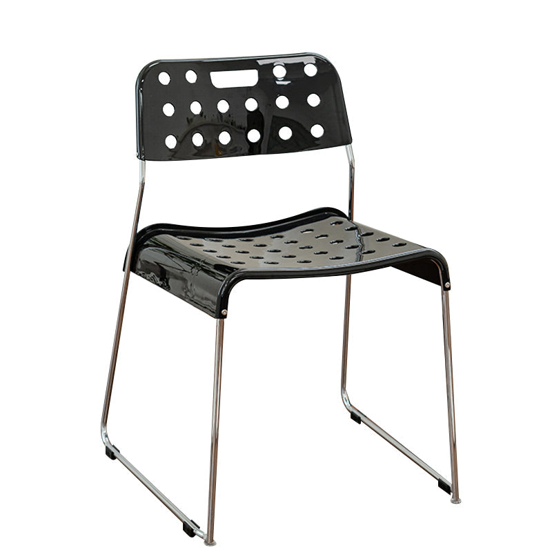 Industrial Armless Kitchen Chair Plastic Open Back Side Dining Chair with Metal Base Clearhalo 'Dining Chairs' 'Dining Tables & Seating' 'dining_chair' 'furn' 'furn_dining_chair' 'Furniture' 'Kitchen & Dining Furniture' 6086788