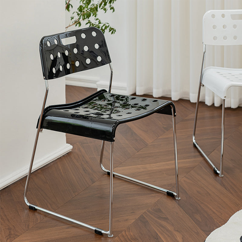 Industrial Armless Kitchen Chair Plastic Open Back Side Dining Chair with Metal Base Clearhalo 'Dining Chairs' 'Dining Tables & Seating' 'dining_chair' 'furn' 'furn_dining_chair' 'Furniture' 'Kitchen & Dining Furniture' 6086789