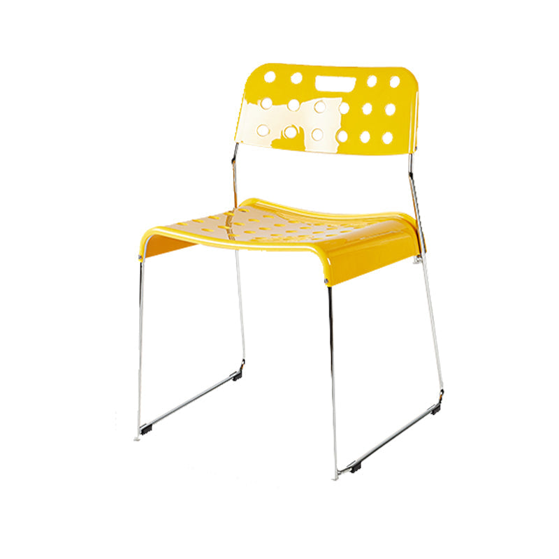 Industrial Armless Kitchen Chair Plastic Open Back Side Dining Chair with Metal Base Yellow 1 Piece Clearhalo 'Dining Chairs' 'Dining Tables & Seating' 'dining_chair' 'furn' 'furn_dining_chair' 'Furniture' 'Kitchen & Dining Furniture' 6086790