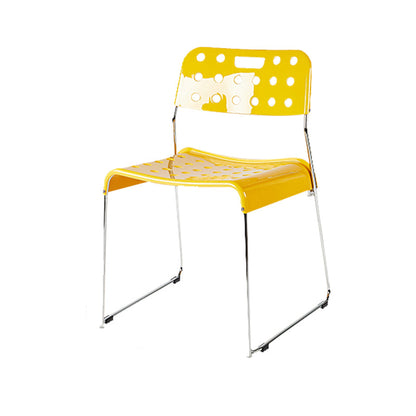 Industrial Armless Kitchen Chair Plastic Open Back Side Dining Chair with Metal Base Yellow 1 Piece Clearhalo 'Dining Chairs' 'Dining Tables & Seating' 'dining_chair' 'furn' 'furn_dining_chair' 'Furniture' 'Kitchen & Dining Furniture' 6086790