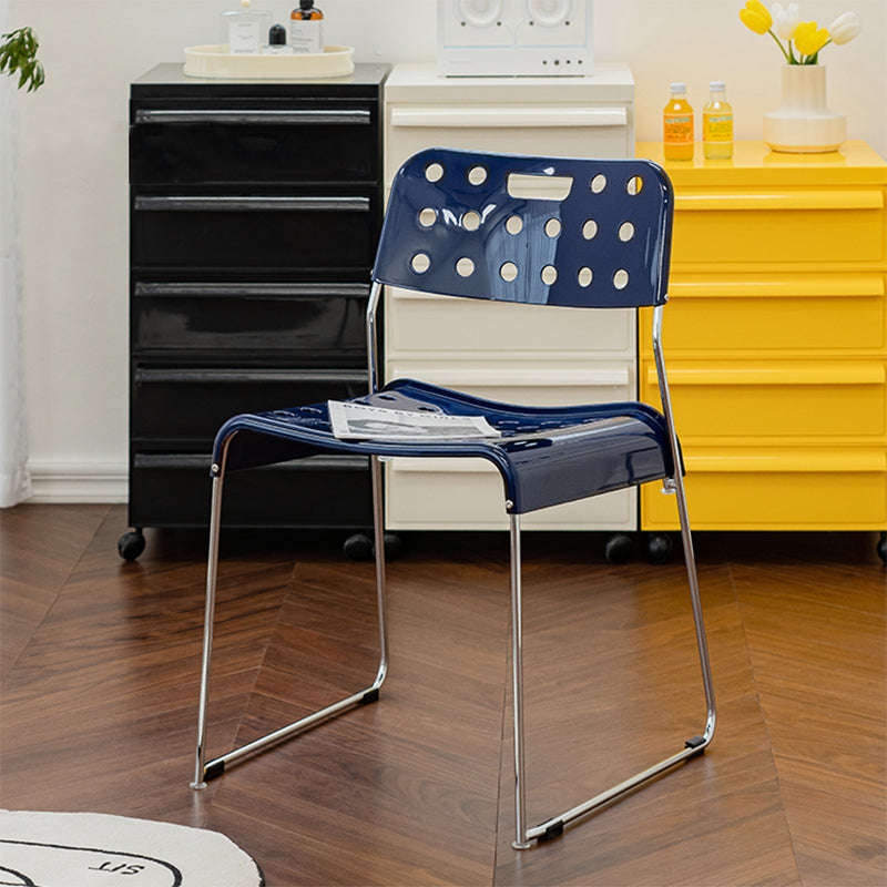 Industrial Armless Kitchen Chair Plastic Open Back Side Dining Chair with Metal Base Clearhalo 'Dining Chairs' 'Dining Tables & Seating' 'dining_chair' 'furn' 'furn_dining_chair' 'Furniture' 'Kitchen & Dining Furniture' 6086792