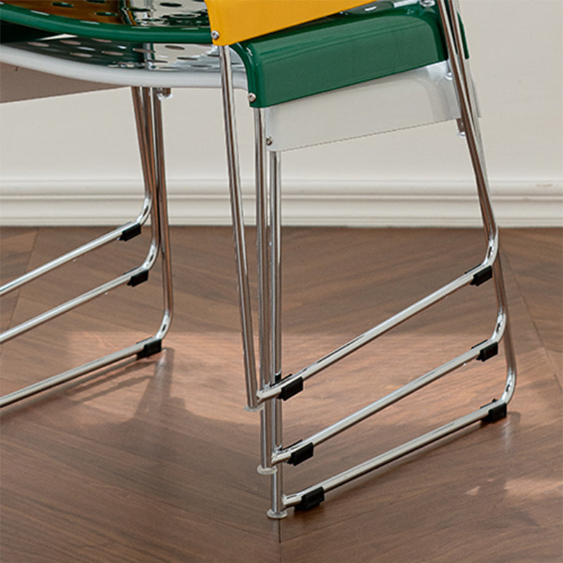 Industrial Armless Kitchen Chair Plastic Open Back Side Dining Chair with Metal Base Clearhalo 'Dining Chairs' 'Dining Tables & Seating' 'dining_chair' 'furn' 'furn_dining_chair' 'Furniture' 'Kitchen & Dining Furniture' 6086793