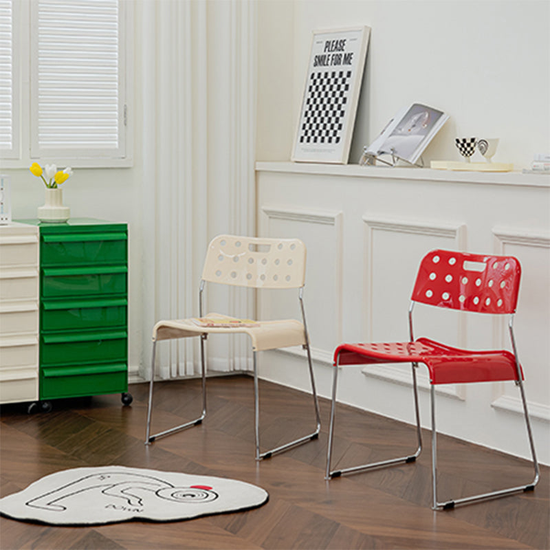 Industrial Armless Kitchen Chair Plastic Open Back Side Dining Chair with Metal Base Clearhalo 'Dining Chairs' 'Dining Tables & Seating' 'dining_chair' 'furn' 'furn_dining_chair' 'Furniture' 'Kitchen & Dining Furniture' 6086796