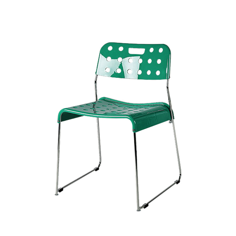 Industrial Armless Kitchen Chair Plastic Open Back Side Dining Chair with Metal Base Green 1 Piece Clearhalo 'Dining Chairs' 'Dining Tables & Seating' 'dining_chair' 'furn' 'furn_dining_chair' 'Furniture' 'Kitchen & Dining Furniture' 6086798