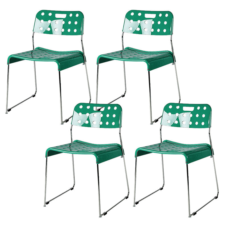 Industrial Armless Kitchen Chair Plastic Open Back Side Dining Chair with Metal Base Green 4 Piece Set Clearhalo 'Dining Chairs' 'Dining Tables & Seating' 'dining_chair' 'furn' 'furn_dining_chair' 'Furniture' 'Kitchen & Dining Furniture' 6086800